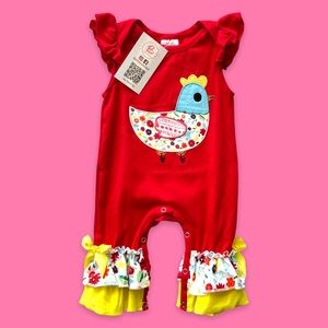 Baby Girl Boutique Red Chick Romper